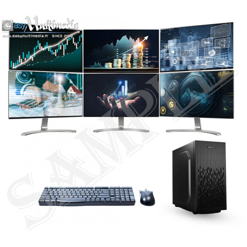 PC Trading 6 écrans- Station trading multi ecran-Config Professionnelle  salle de marché avec